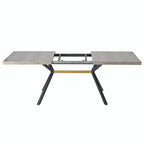Table à manger rectangulaire extensible rétro avec plateau central embossé - Gris/Marron