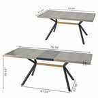 Table à manger rectangulaire extensible rétro avec plateau central embossé - Gris/Marron