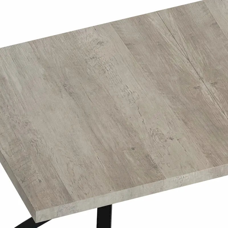 Table à manger rectangulaire extensible rétro avec plateau central embossé - Gris/Marron