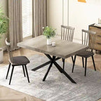 Table à manger rectangulaire extensible rétro avec plateau central embossé - Gris/Marron