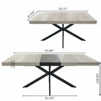 Table à manger rectangulaire extensible rétro avec plateau central embossé - Gris/Marron