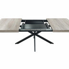 Table à manger rectangulaire extensible rétro avec plateau central embossé - Gris/Marron