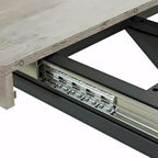 Table à manger rectangulaire extensible rétro avec plateau central embossé - Gris/Marron