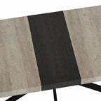 Table à manger rectangulaire extensible rétro avec plateau central embossé - Gris/Marron