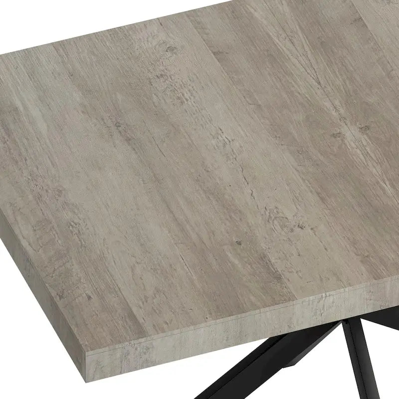 Table à manger rectangulaire extensible rétro avec plateau central embossé - Gris/Marron