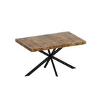 Table à manger rectangulaire extensible rétro avec plateau central embossé - Gris/Marron