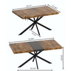 Table à manger rectangulaire extensible rétro avec plateau central embossé - Gris/Marron