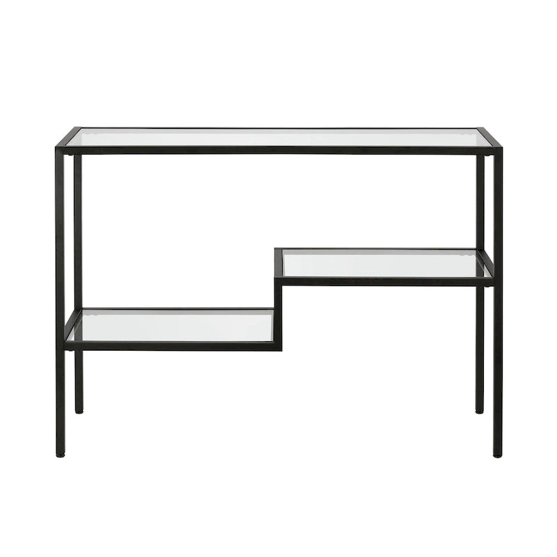 Console en acier et verre trempé avec étagère à deux niveaux – Capacité de 18 kg