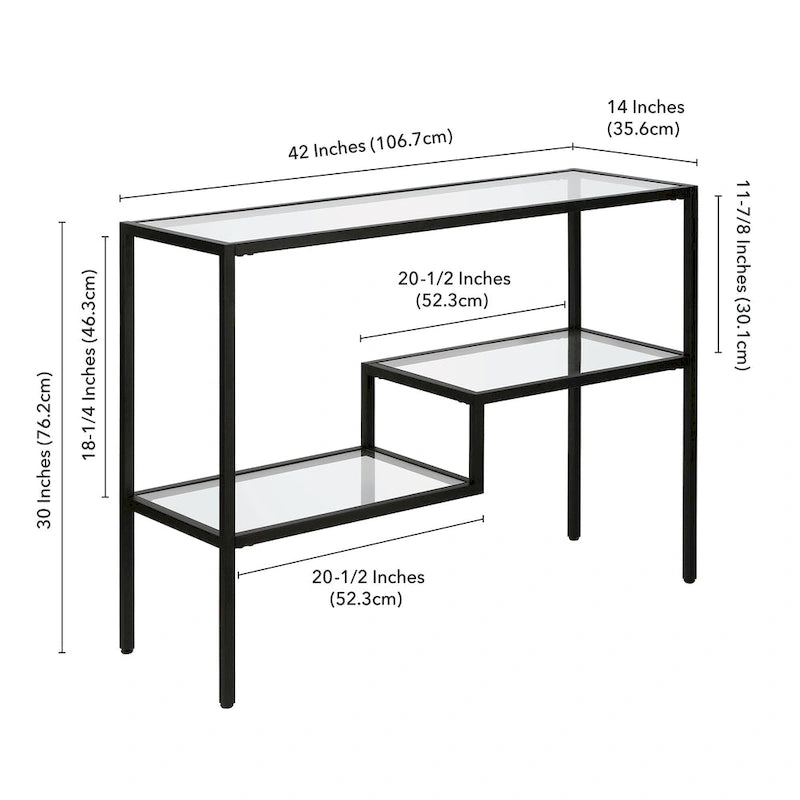 Console en acier et verre trempé avec étagère à deux niveaux – Capacité de 18 kg