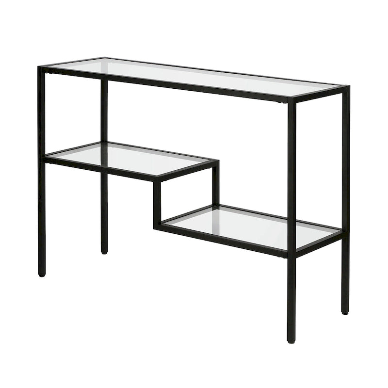 Console en acier et verre trempé avec étagère à deux niveaux – Capacité de 18 kg