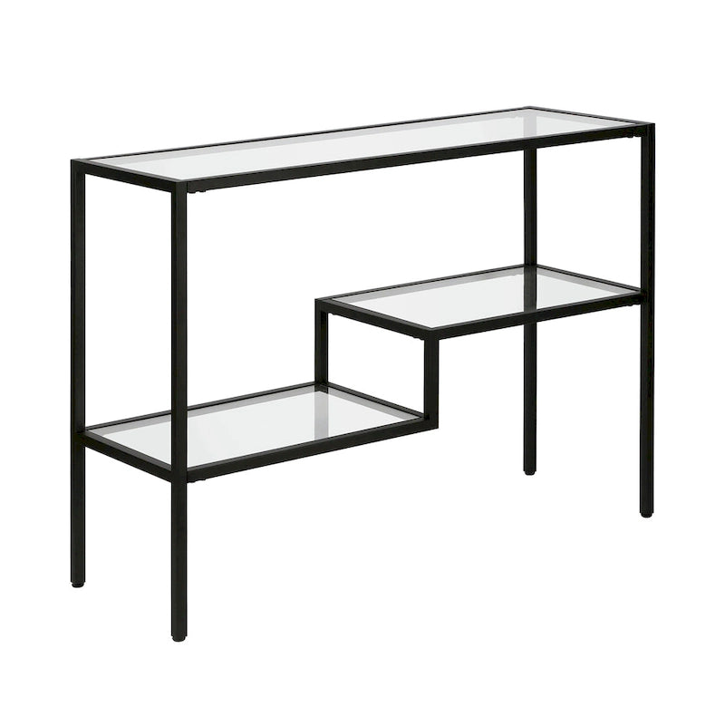 Console en acier et verre trempé avec étagère à deux niveaux – Capacité de 18 kg