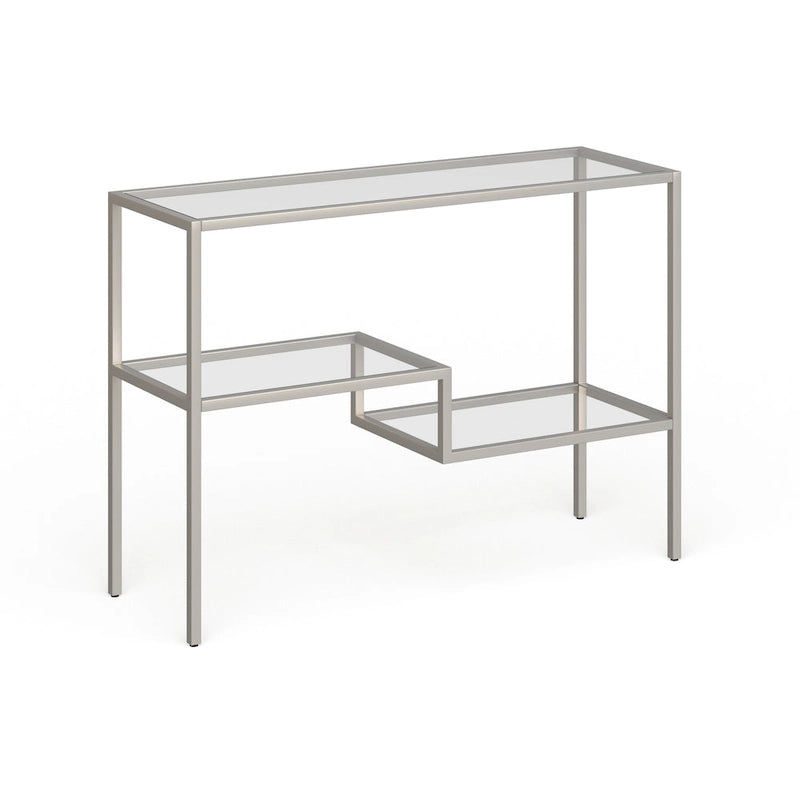 Console en acier et verre trempé avec étagère à deux niveaux – Capacité de 18 kg
