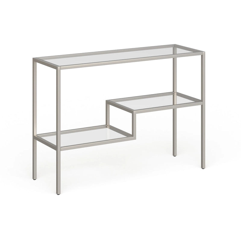 Console en acier et verre trempé avec étagère à deux niveaux – Capacité de 18 kg