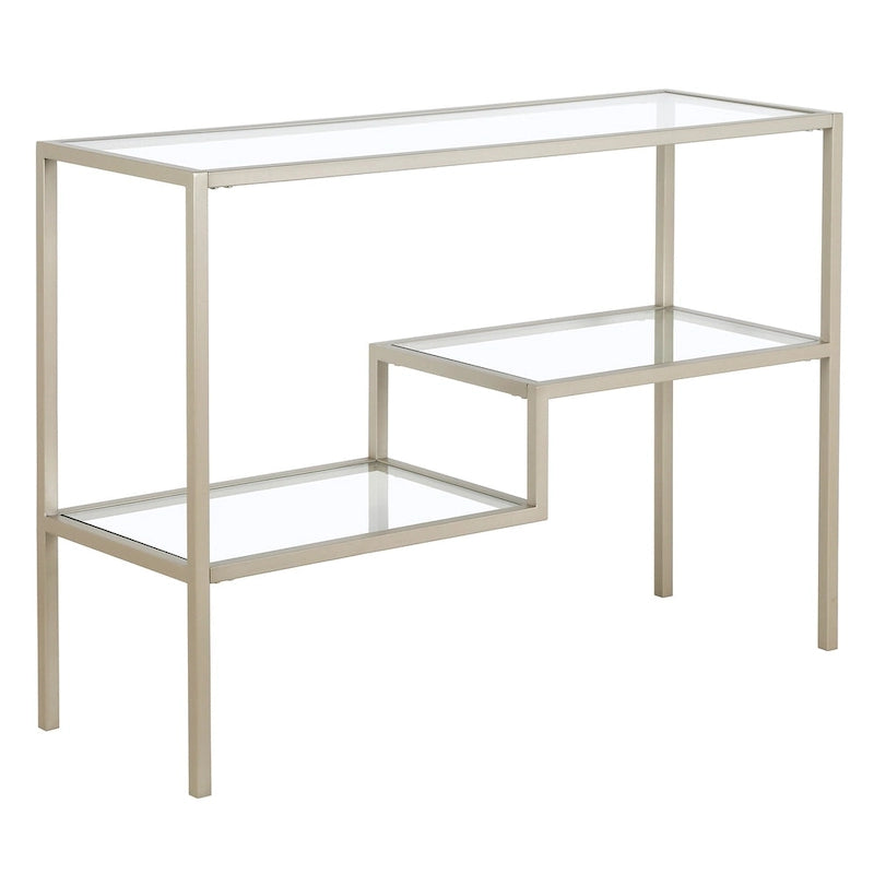 Console en acier et verre trempé avec étagère à deux niveaux – Capacité de 18 kg