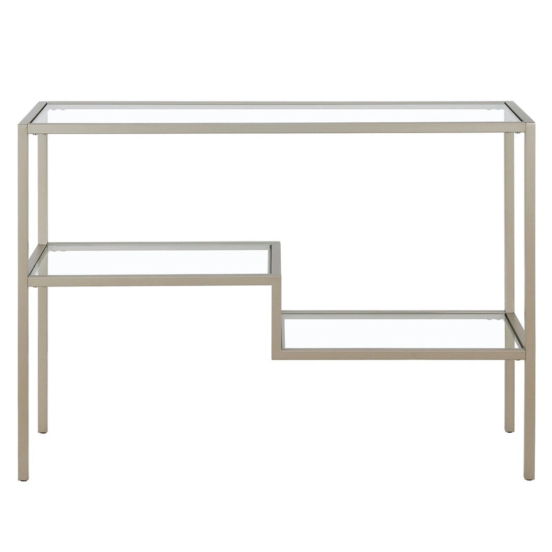 Console en acier et verre trempé avec étagère à deux niveaux – Capacité de 18 kg