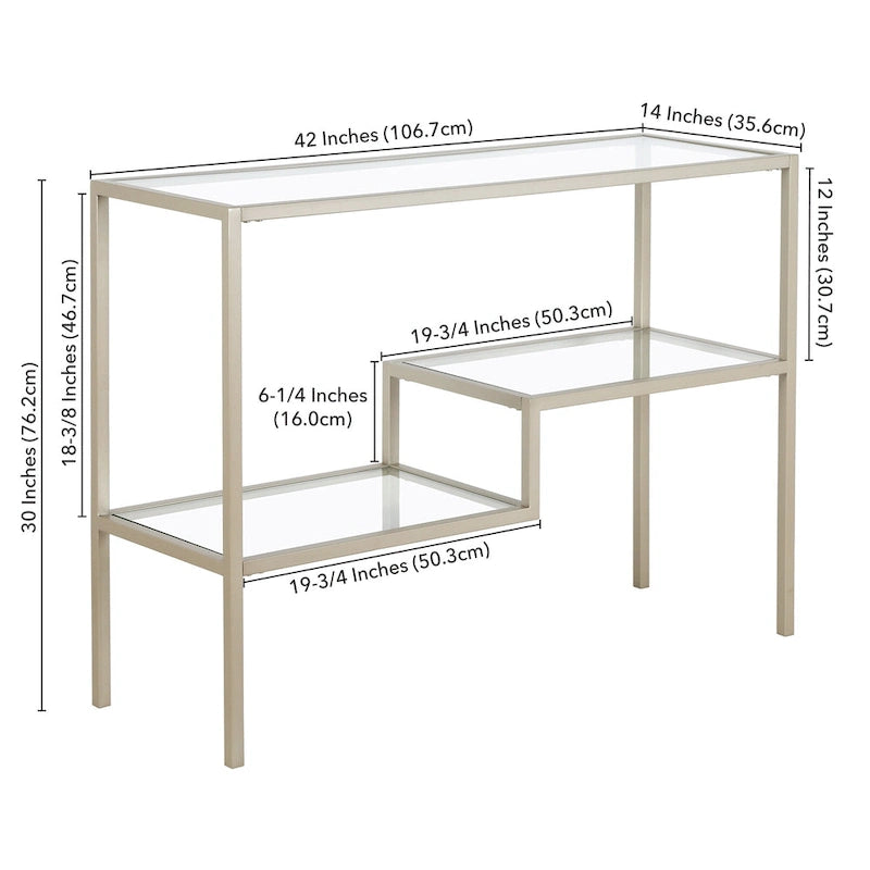 Console en acier et verre trempé avec étagère à deux niveaux – Capacité de 18 kg