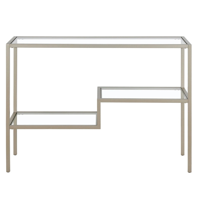 Console en acier et verre trempé avec étagère à deux niveaux – Capacité de 18 kg