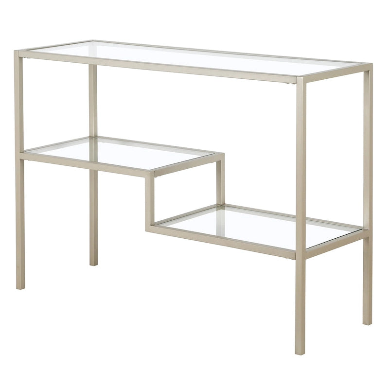 Console en acier et verre trempé avec étagère à deux niveaux – Capacité de 18 kg