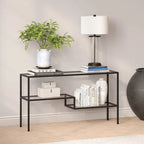 Console en acier et verre trempé avec étagère à deux niveaux – Capacité de 18 kg