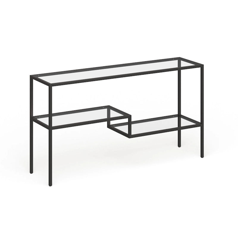 Console en acier et verre trempé avec étagère à deux niveaux – Capacité de 18 kg