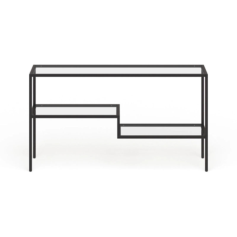 Console en acier et verre trempé avec étagère à deux niveaux – Capacité de 18 kg