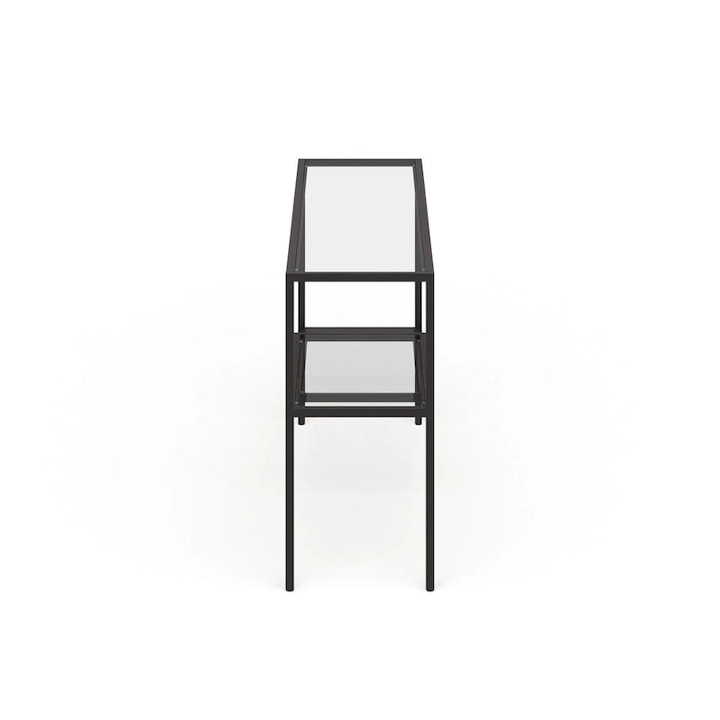 Console en acier et verre trempé avec étagère à deux niveaux – Capacité de 18 kg