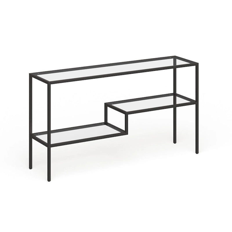 Console en acier et verre trempé avec étagère à deux niveaux – Capacité de 18 kg
