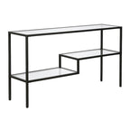 Console en acier et verre trempé avec étagère à deux niveaux – Capacité de 18 kg