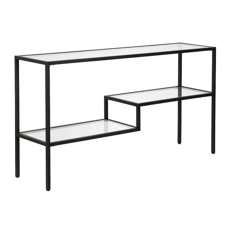 Console en acier et verre trempé avec étagère à deux niveaux – Capacité de 18 kg