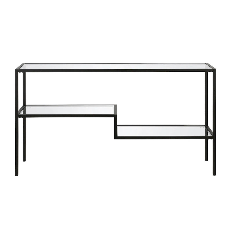 Console en acier et verre trempé avec étagère à deux niveaux – Capacité de 18 kg