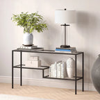Console en acier et verre trempé avec étagère à deux niveaux – Capacité de 18 kg