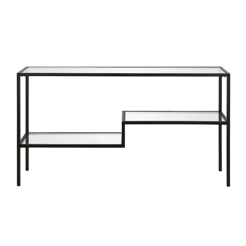 Console en acier et verre trempé avec étagère à deux niveaux – Capacité de 18 kg