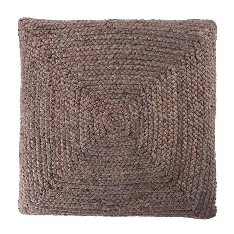 Pouf carré tressé en jute texturée - 71 cm