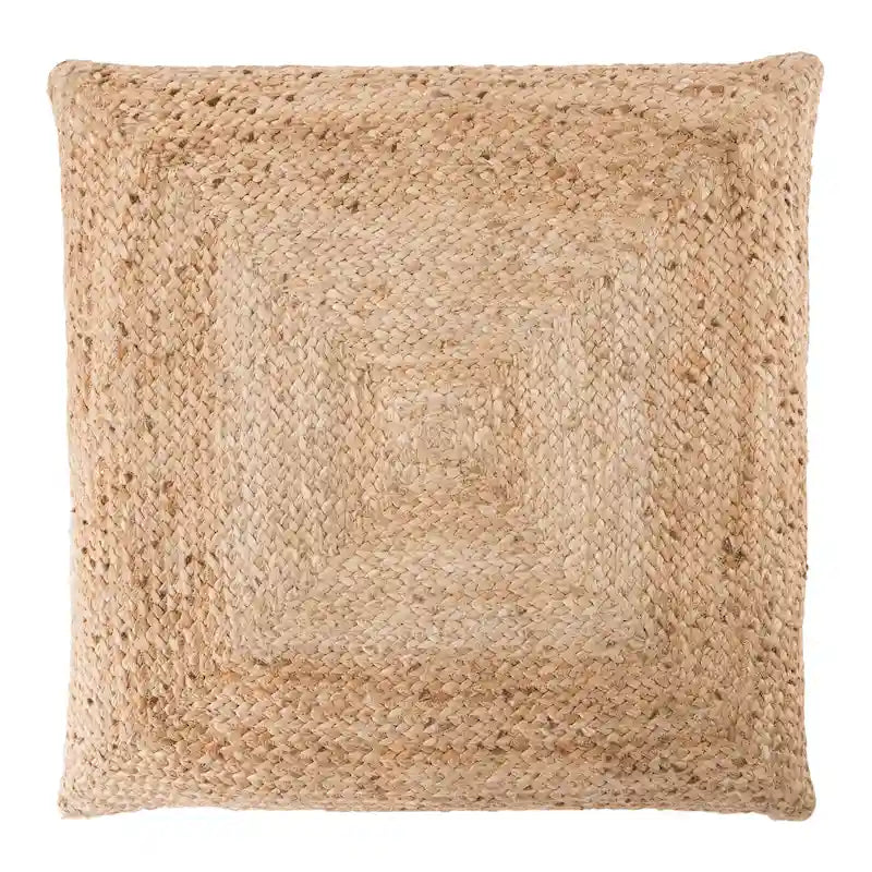 Pouf carré tressé en jute texturée - 71 cm