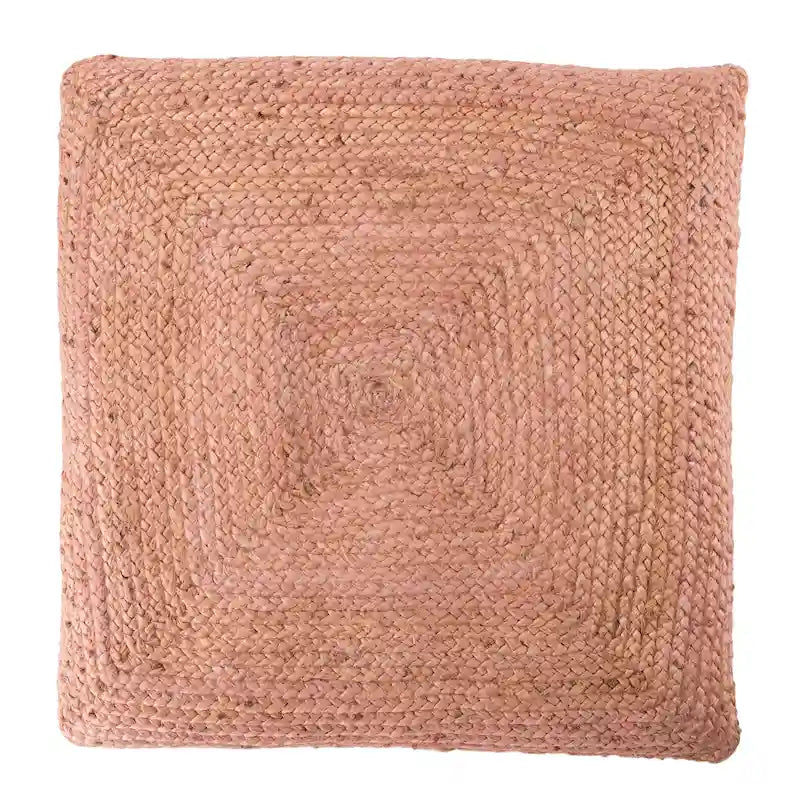 Pouf carré tressé en jute texturée - 71 cm