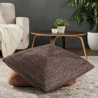 Pouf carré tressé en jute texturée - 71 cm