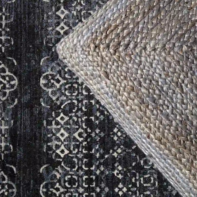 Pouf carré tressé en jute texturée - 71 cm