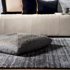 Pouf carré tressé en jute texturée - 71 cm