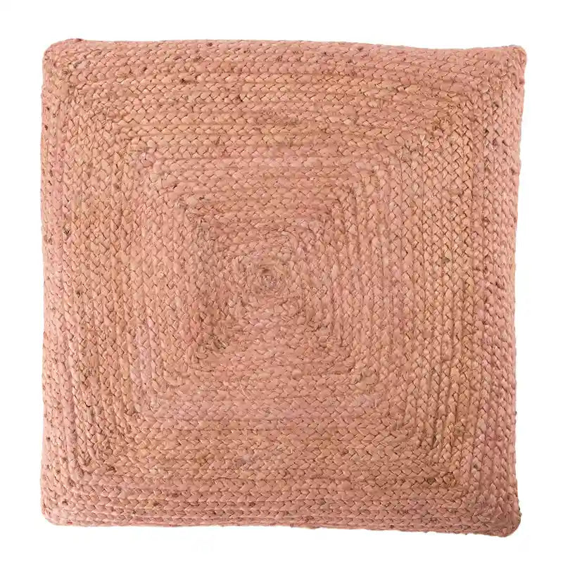 Pouf carré tressé en jute texturée - 71 cm
