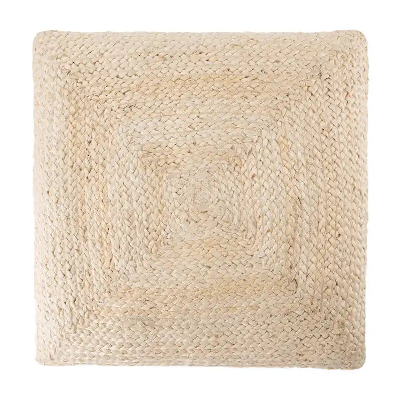 Pouf carré tressé en jute texturée - 71 cm