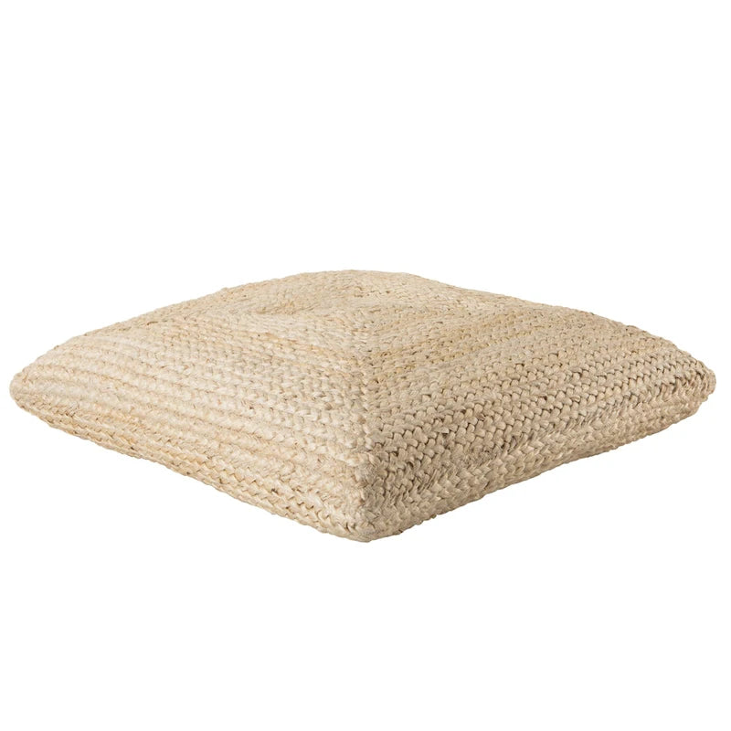 Pouf carré tressé en jute texturée - 71 cm