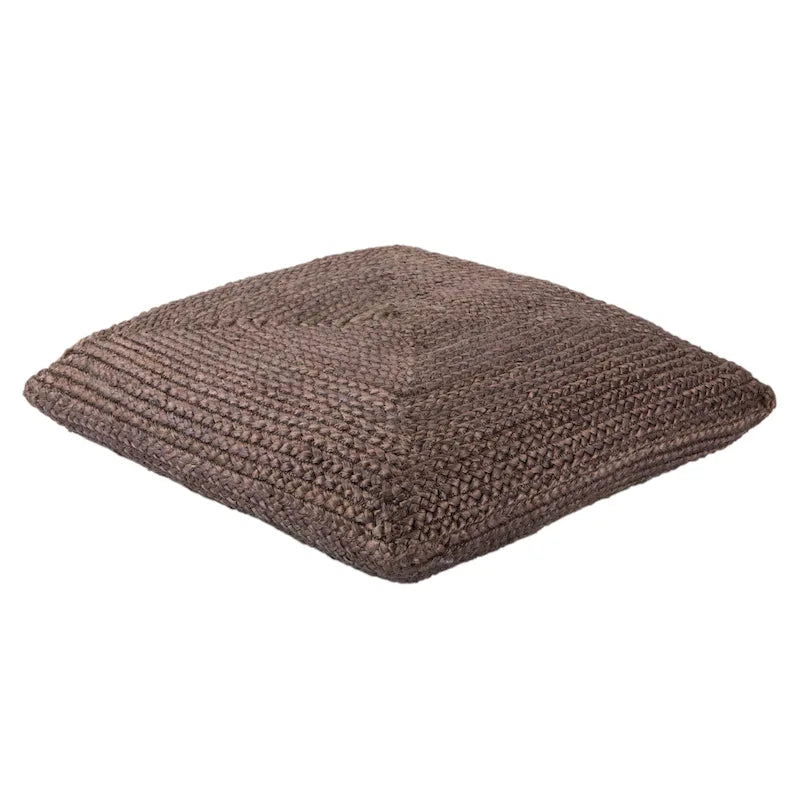 Pouf carré tressé en jute texturée - 71 cm