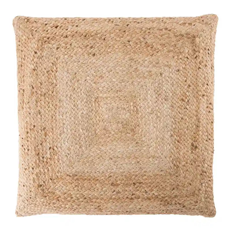 Pouf carré tressé en jute texturée - 71 cm
