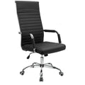 Chaise de bureau à dossier haut en cuir PU nervuré - Capacité de 145 kg