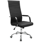 Chaise de bureau à dossier haut en cuir PU nervuré - Capacité de 145 kg