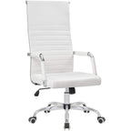 Chaise de bureau à dossier haut en cuir PU nervuré - Capacité de 145 kg