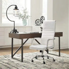 Chaise de bureau à dossier haut en cuir PU nervuré - Capacité de 145 kg