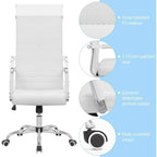 Chaise de bureau à dossier haut en cuir PU nervuré - Capacité de 145 kg