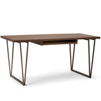 Bureau d'écriture industriel en bois massif 66 po avec tiroir à clavier - Marron vieilli naturel