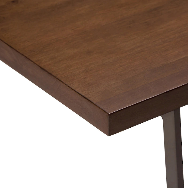Bureau d'écriture industriel en bois massif 66 po avec tiroir à clavier - Marron vieilli naturel